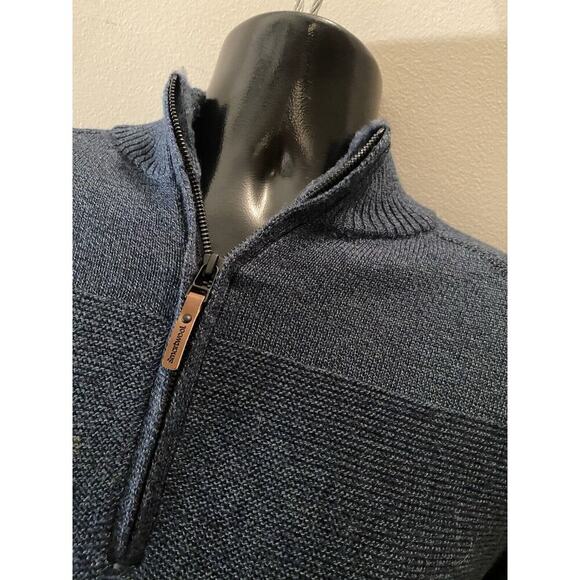 Smartwool Sweater Mens Large Blue Wool Blend Quarter Zip Long Sleeve Outdoor - Picture 2 of 8